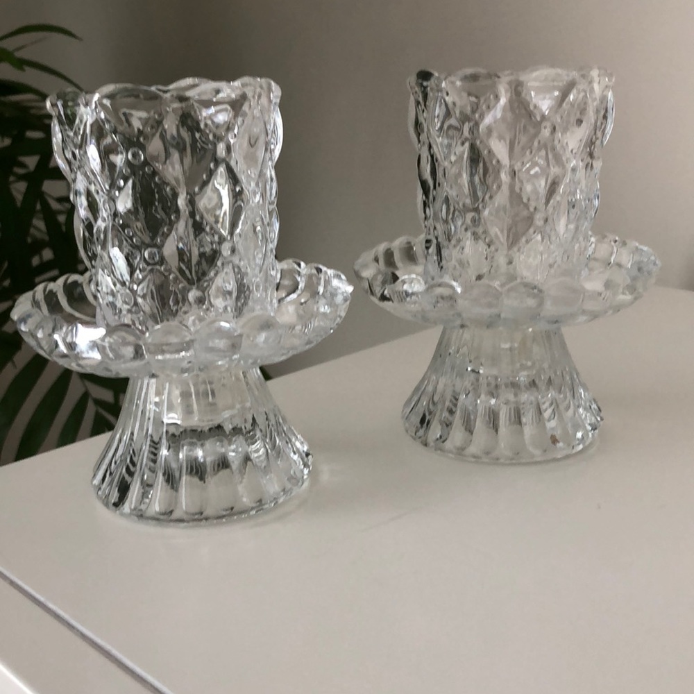 Crystal Footed Candle Holders